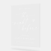 Handwriting Script Heart Wedding Rehearsal Welcome アクリルサイン (傾斜)