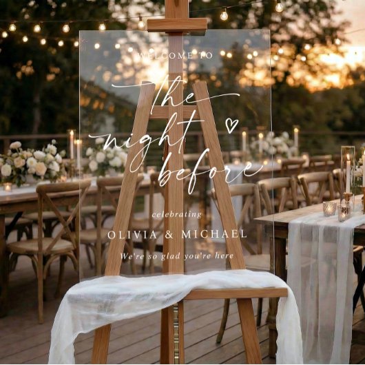 Handwriting Script Heart Wedding Rehearsal Welcome アクリルサイン