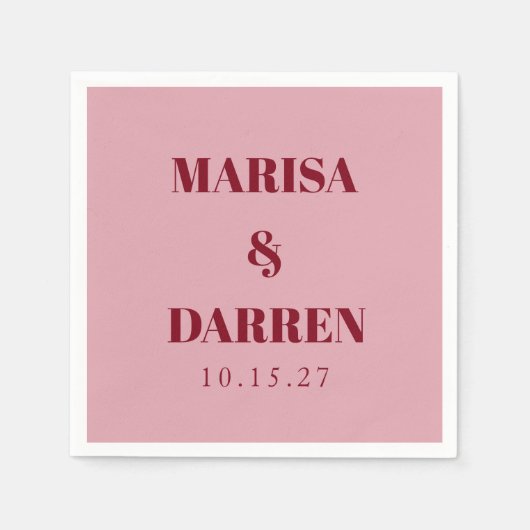 Handwriting Script Whisky Red Pink Custom Wedding スタンダードカクテルナプキン (正面)