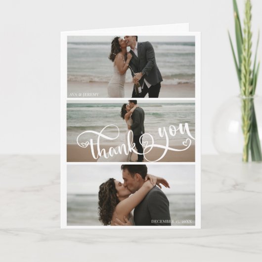 Handwriting with Heart Elegant Photo Thank You  サンキューカード (正面)