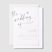 Handwriting with Heart Modern Wedding ベラム紙招待状 (オフセット)