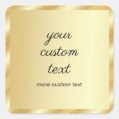 Handwriting Your Custom Text Elegant Gold Template スクエアシール (正面)