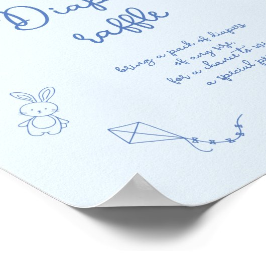 Handwritten Baby Shower, Boy Diaper Raffle ポスター (角)