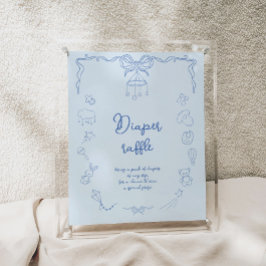 Handwritten Baby Shower, Boy Diaper Raffle ポスター
