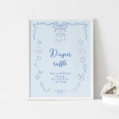 Handwritten Baby Shower, Boy Diaper Raffle ポスター