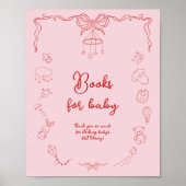 Handwritten Baby Shower, Girl Books For Baby ポスター (正面)