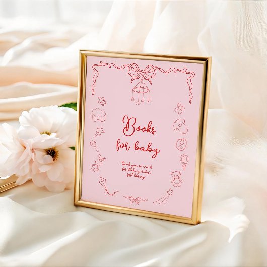 Handwritten Baby Shower, Girl Books For Baby ポスター