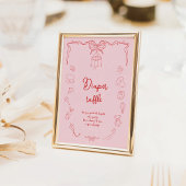 Handwritten Baby Shower, Girl Diaper Raffle ポスター