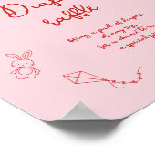 Handwritten Baby Shower, Girl Diaper Raffle ポスター (角)