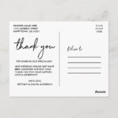 Handwritten Black Script Love and Thanks Wedding ポストカード (裏面)