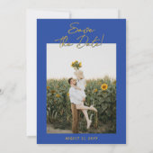 Handwritten Blue Yellow Italian Photo Wedding セーブザデート (裏面)