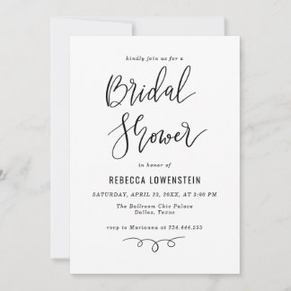 Handwritten Bridal Shower Script Modern 招待状