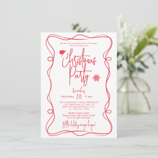 Handwritten Christmas Party Invitation 招待状 (スタンド正面)