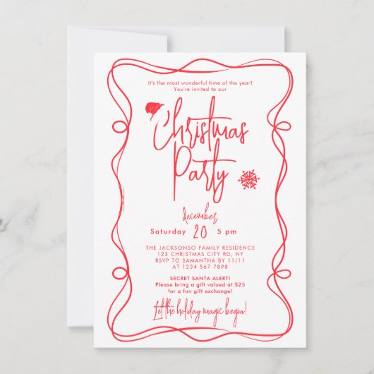 Handwritten Christmas Party Invitation 招待状 (正面)