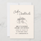 Handwritten Cocktail Doodle 30th Birthday Party 招待状 (正面)