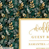 Handwritten Deep Green And Gold Wedding Guest Book ゲストブック