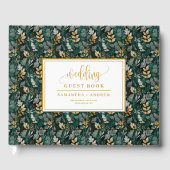 Handwritten Deep Green And Gold Wedding Guest Book ゲストブック (正面)