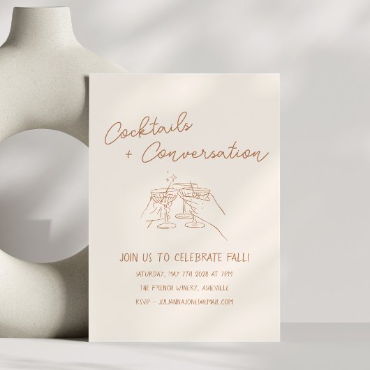 Handwritten Doodles Cocktails Autumn Party  招待状