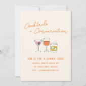 Handwritten Doodles Cocktails Summer Soiree Party 招待状 (正面)