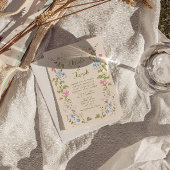 Handwritten Drawn Floral Summer All In One Wedding 招待状