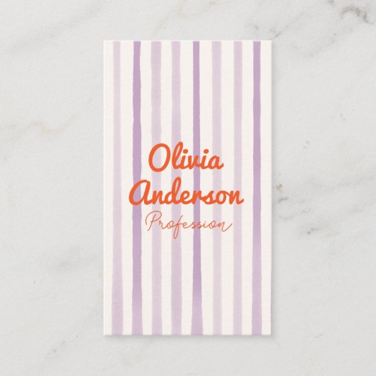 Handwritten Drawn Purple Orange Whimsy Boho Unique 名刺 (正面)