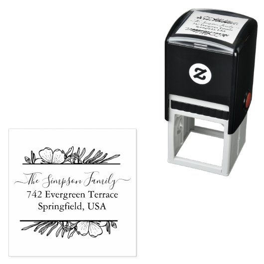 Handwritten Family Address Stamp with Wildflowers セルフインキングスタンプ (インサイチュ)