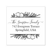 Handwritten Family Address Stamp with Wildflowers セルフインキングスタンプ (デザイン)