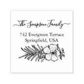 Handwritten Family Address Stamp with Wildflowers セルフインキングスタンプ (デザイン)