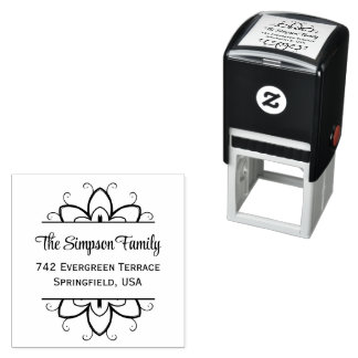 Handwritten Family Address Stamp with Wildflowers セルフインキングスタンプ