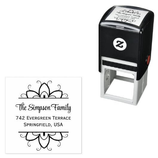 Handwritten Family Address Stamp with Wildflowers セルフインキングスタンプ (インサイチュ)