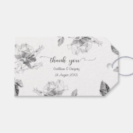Handwritten Floral Rose Thank You Tag Wedding ギフトタグ