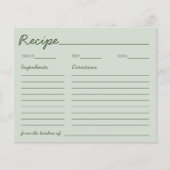 Handwritten Font Sage Green Recipe For The Bride (正面)