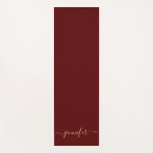Handwritten Gold Script Personalized Name Maroon ヨガマット (正面)