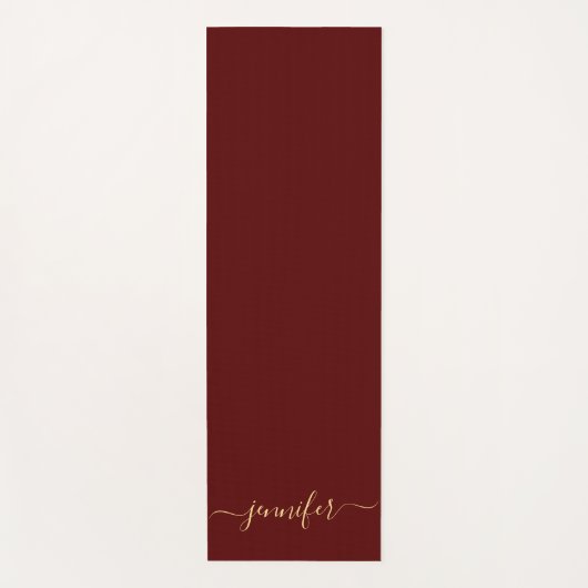 Handwritten Gold Script Personalized Name Maroon ヨガマット (正面)