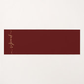 Handwritten Gold Script Personalized Name Maroon ヨガマット (正面(横))