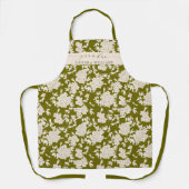 Handwritten grandma Green stylish floral pattern エプロン (正面)