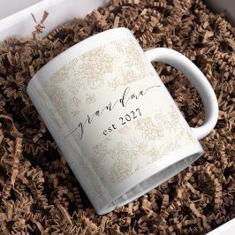 Handwritten grandma stylish floral pattern  コーヒーマグカップ