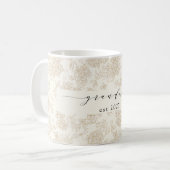 Handwritten grandma stylish floral pattern  コーヒーマグカップ (正面左)