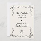 Handwritten Hand Drawn Bow Fun Bridesmaid Proposal 招待状 (正面)