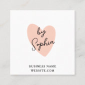 Handwritten Handmade with Love Script Heart スクエア名刺 (裏面)
