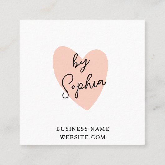 Handwritten Handmade with Love Script Heart スクエア名刺 (裏面)