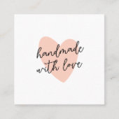 Handwritten Handmade with Love Script Heart スクエア名刺 (正面)