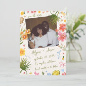 Handwritten Island Tropical Colorful Beach Wedding セーブザデート (スタンド正面)