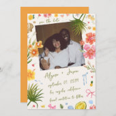 Handwritten Island Tropical Colorful Beach Wedding セーブザデート (正面/裏面)