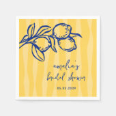Handwritten Italian Lemon Stripes Bridal Shower スタンダードカクテルナプキン (正面)