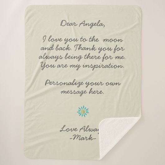 handwritten love letter or message custom  シェルパブランケット (正面)