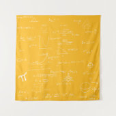 Handwritten Math Formulas and Equations Yellow タペストリー (正面)