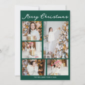 Handwritten Merry Christmas Emerald Green Photo シーズンカード (正面)