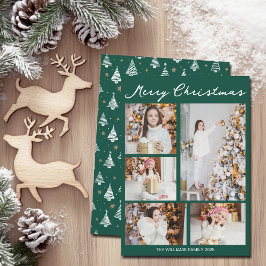 Handwritten Merry Christmas Emerald Green Photo シーズンカード
