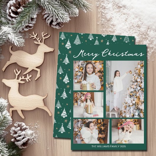 Handwritten Merry Christmas Emerald Green Photo シーズンカード